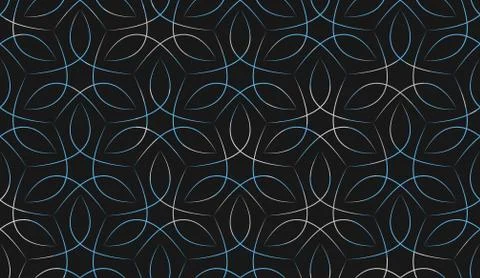 Background image of seamless blue and white vine line repeat pattern. Stock Illustration