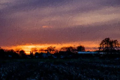 Background image at sunset with amazing colors Ilustración de archivo