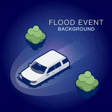 Background image of SUV car wading through flood waters Stock Illustration