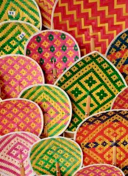 Background image of various colored fan patterns Stock-Fotos