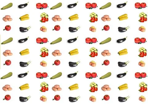 Background image, wallpaper, composed of images of various vegetables. Stock Photos