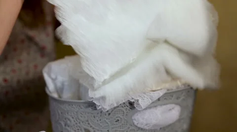 A background image of white lace cloth on a mannequin Stock Footage 61467314