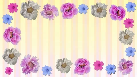 Background for inscriptions, processed with animated flowers Stock Footage 193124486