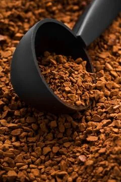 Background of instant coffe with spoon 스톡 사진