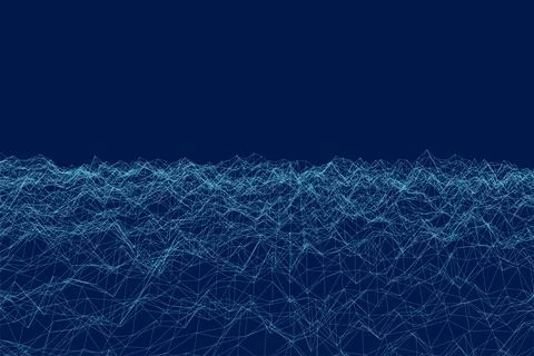 Background with irregular blue lines. Wireframe Noise from lines. Vector Stockillustratie