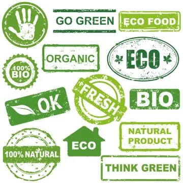 Background with isolated ecological stamps Stock Illustration