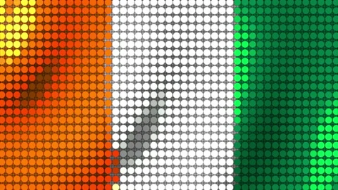 Background of the Ivory Coast Flag from round particles. Seamless Animation 3D Vídeo Stock 201165601