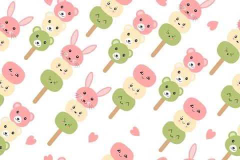 Background of Japanese dango dessert. Vector of Japanese dessert Dango Illustrazione stock