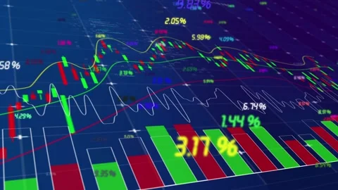 Background of K-line data trend chart of stock market Stock Footage 166682726