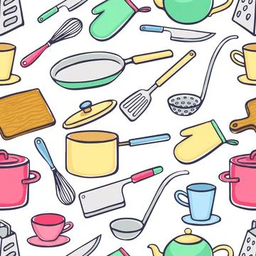 Background with kitchen utensils Ilustración de archivo