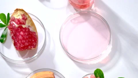 Background laboratory research and development with pomegranate extr Stock Footage 161071039