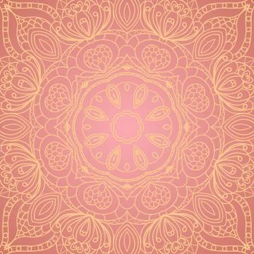 Background with lace circle hand drawn ornament Stock Illustration