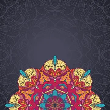 Background with lace circle hand drawn ornament Stock Illustration