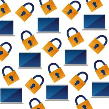 Background laptop computer security pattern Stock Illustration