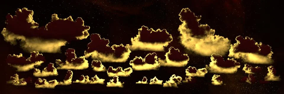 Background of large night panoramic cumulus clouds isolated Stock Illustration