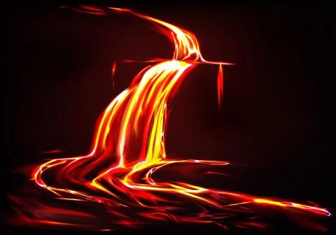 Background with lava river, volcano eruption Иллюстрация