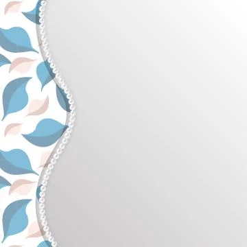 Background with leaves pattern and pearl border. Vector template. Stock Illustration