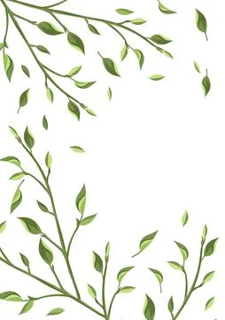 Background with leaves. Spring or summer stylized foliage. イラスト素材