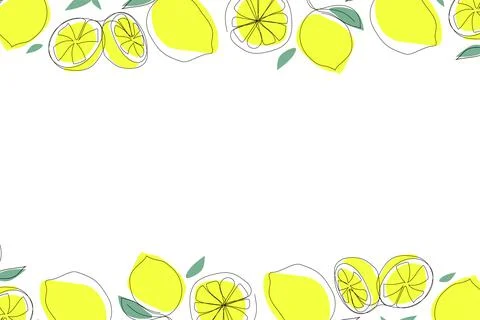 Background with lemons. Continuous one line drawing. Stock Illustration