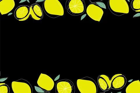 Background with lemons. Continuous one line drawing. Stock Illustration