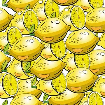 Background with lemons. Hand-drawn overlapping background. Stock Illustration