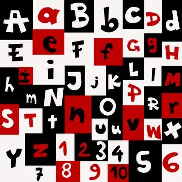 Background with letters and numbers Stock Illustration