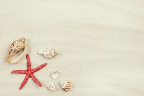 Background of light beach sand with space for text. Stock Photos