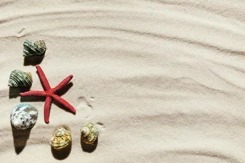 Background of light beach sand with space for text. Stock Photos
