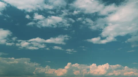 Background Of Light Calm Clouds Changes Shape. Clouds Running Across Blue Sky Stock Footage 263029966