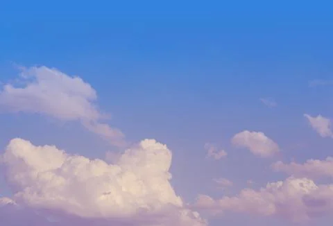 Background light Dawn sky gradient, close-up of beautiful white fluffy clouds Stock Photos