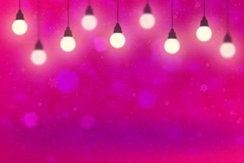 Background lights with light bulbs, snow flakes bokeh - texture Illustrazione stock