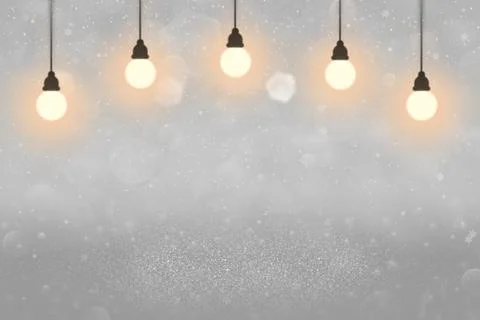 Background lights with light bulbs, snow flakes bokeh Stock-Illustration