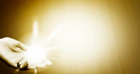 Background with lit lightbulb Stock Illustration