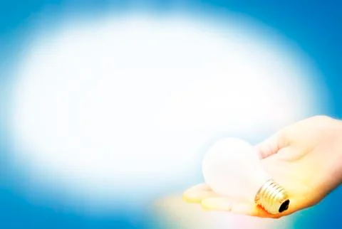 Background with lit lightbulb Stock Photos