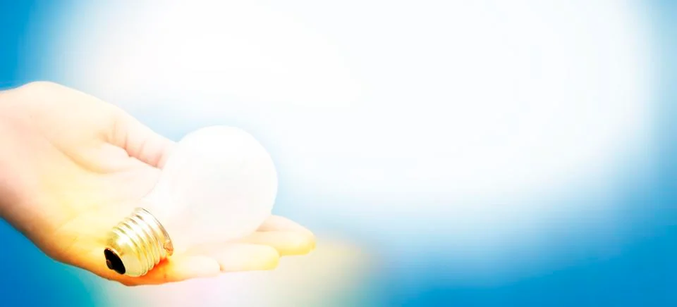 Background with lit lightbulb Stock Photos