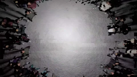 Background for the logo. Glitchy image of a group of people standing in a circle Stock Footage 244661030