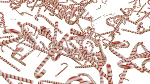 Background of lollipops cane chaotically moving. looped animation. 3d render Stock Footage 247647133