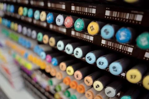 Background of lots assorted colorful marker pen set Stock Photos