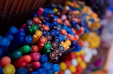 Background of lots assorted colorful marker pen set Stock Photos
