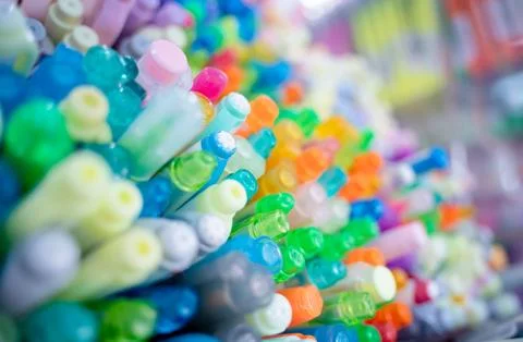 Background of lots assorted colorful marker pen set Stock Photos