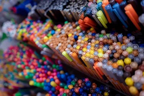 Background of lots assorted colorful marker pen set Stock Photos