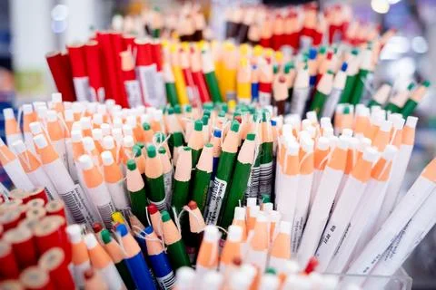 Background of lots assorted colorful marker pen set Stock Photos