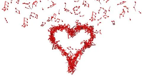 Background from lots of red music notes making one big heart Stock Illustration