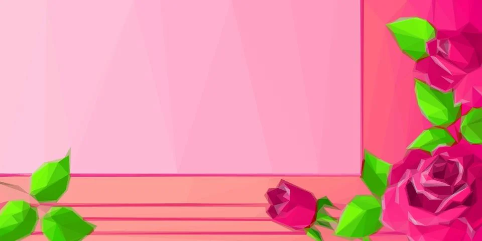 Background with Low Poly Floral Pattern Stock Illustration