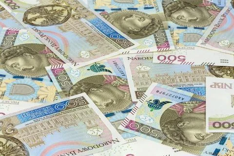Background made of 500 pln banknotes Stock Photos