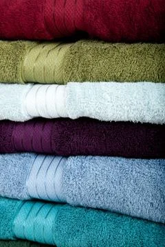 A background made up  of assorted towels Stock Photos