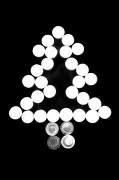 Background made from candles lined tree Stock Photos
