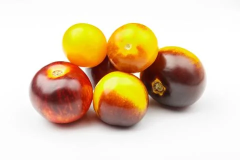 Background made from different tomatoes, white background 写真素材