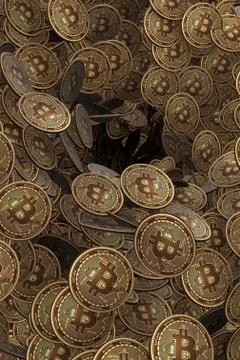 Background made of many cryptocurrency bitcoin - 3d rendering Illustrazione stock
