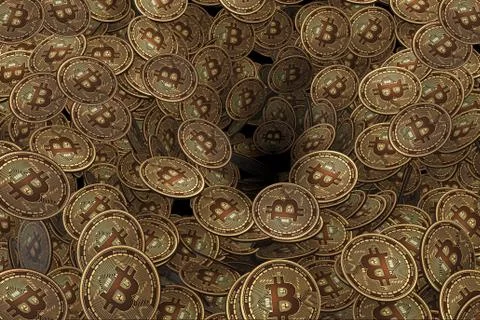 Background made of many cryptocurrency bitcoin - 3d rendering 스톡 일러스트